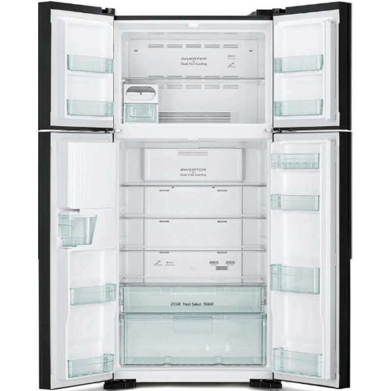 Холодильник Hitachi R-W660PUC7 GBK, черное стекло