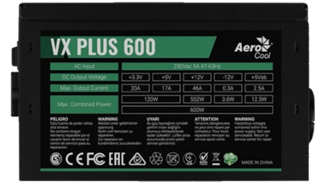 Блок питания Aerocool Value Plus VX Plus 600W