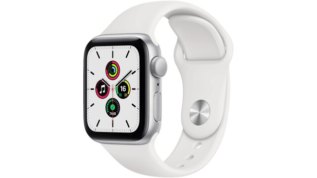 Умные часы Apple Watch SE 44 mm Silver Aluminium Case with White Sport Band