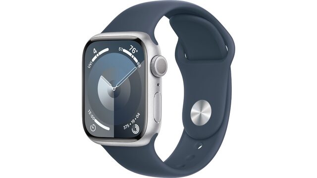 Умные часы Apple Watch 9 Aluminum 41 mm Silver AC Storm Blue SB S/M MR903