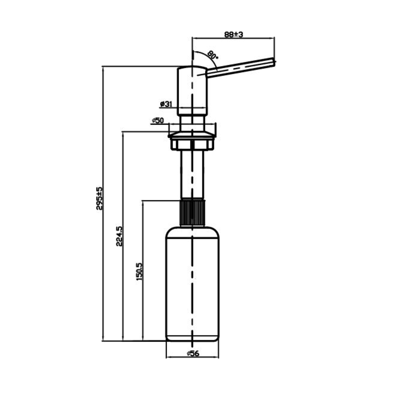 Дозатор для жидкого мыла OMOIKIRI OM-02-PVD-GM Вороненая сталь