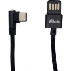 Кабель USB 2.0 AM / Type-C, длина 1м., 2 A, Ritmix Угловой коннектор, Тканевая оплётка