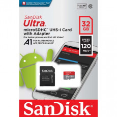 Память micro Secure Digital Card  32Gb class10 SanDisk 120MB/s  UHS-I с адаптером SD [SDSQUA4-032G-GN6MA]