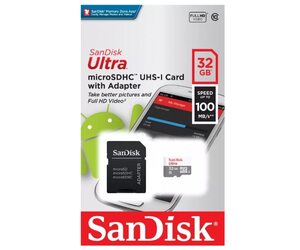 Память micro Secure Digital Card  32Gb class10 SanDisk [SDSQUNR-032G-GN6TA]