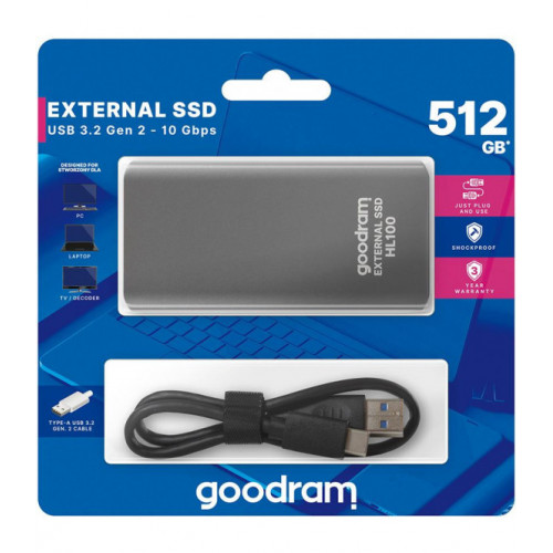 Внешний SSD диск Goodram HL100 512Gb Black SSDPR-HL100-512 - фото 1