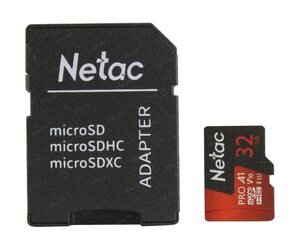 Карта памяти 32Gb MicroSD Netac P500 Extreme Pro + SD адаптер (NT02P500PRO-032G-R)