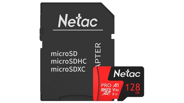 Карта памяти 128Gb MicroSD Netac P500 Extreme Pro + SD адаптер (NT02P500PRO-128G-R)