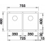 Мойка Blanco Subline 350/350-U Silgranit PuraDur черный 525987 - фото 3