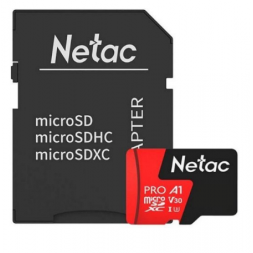 Память micro Secure Digital Card 64Gb class10 Netac Extreme Pro / c адаптером SD A1,V30,UHS-I Class3(U3) [NT02P500PRO-064G-R] - фото 1