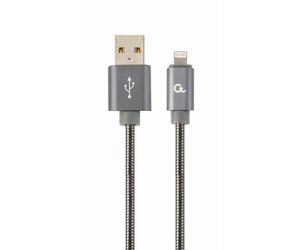 Кабель GEMBIRD Lightning - USB металлический (CC-USB2S-AMLM-1M) 1 метр, серый