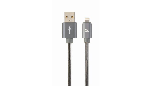 Кабель GEMBIRD Lightning - USB металлический (CC-USB2S-AMLM-1M) 1 метр, серый