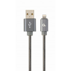 Кабель GEMBIRD Lightning - USB металлический (CC-USB2S-AMLM-1M) 1 метр, серый