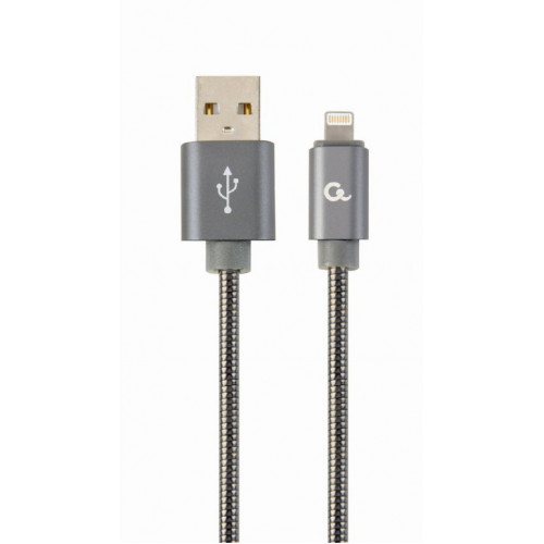 Кабель GEMBIRD Lightning - USB металлический (CC-USB2S-AMLM-1M) 1 метр, серый