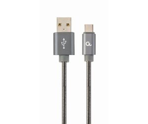 Кабель GEMBIRD USB Type-C - USB металлический (CC-USB2S-AMCM-1M) 1 метр, серый CC-USB2S-AMCM-1M-BG